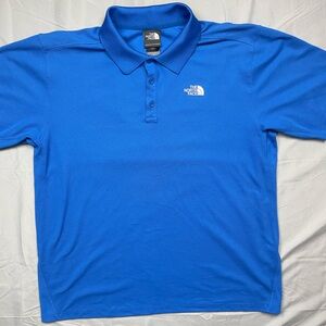 The North Face Blue Performance Polo Shirt Size Large 100% Polyester